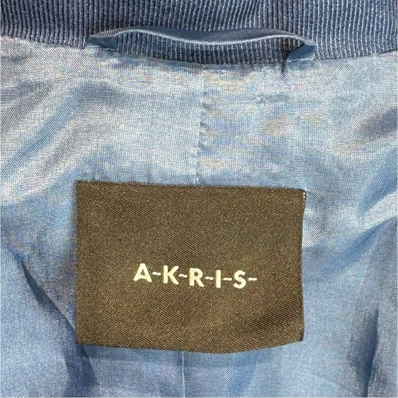 Akris Blue Cashmere Silk Blend Tailored Blazer Swiss Luxury Minimalist Size 6 - Picture 8 of 11